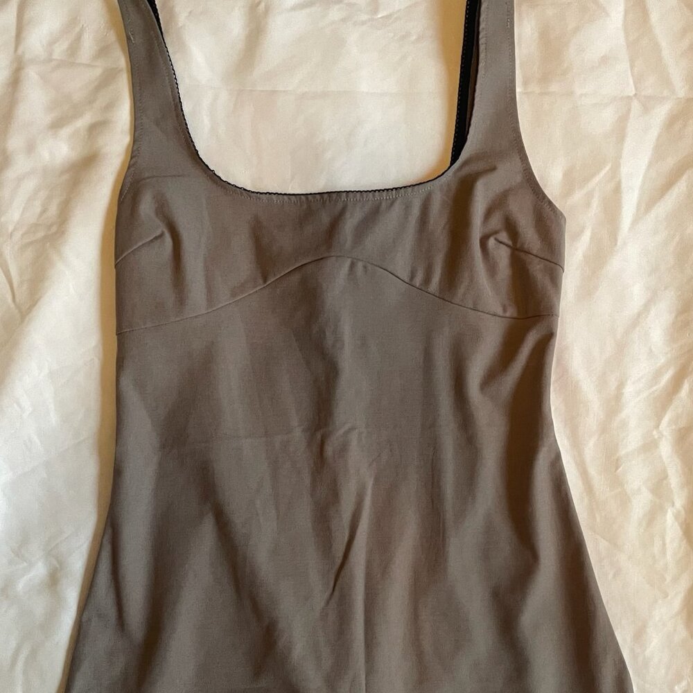 A-Line Grey Mini Dress with a Black Trim